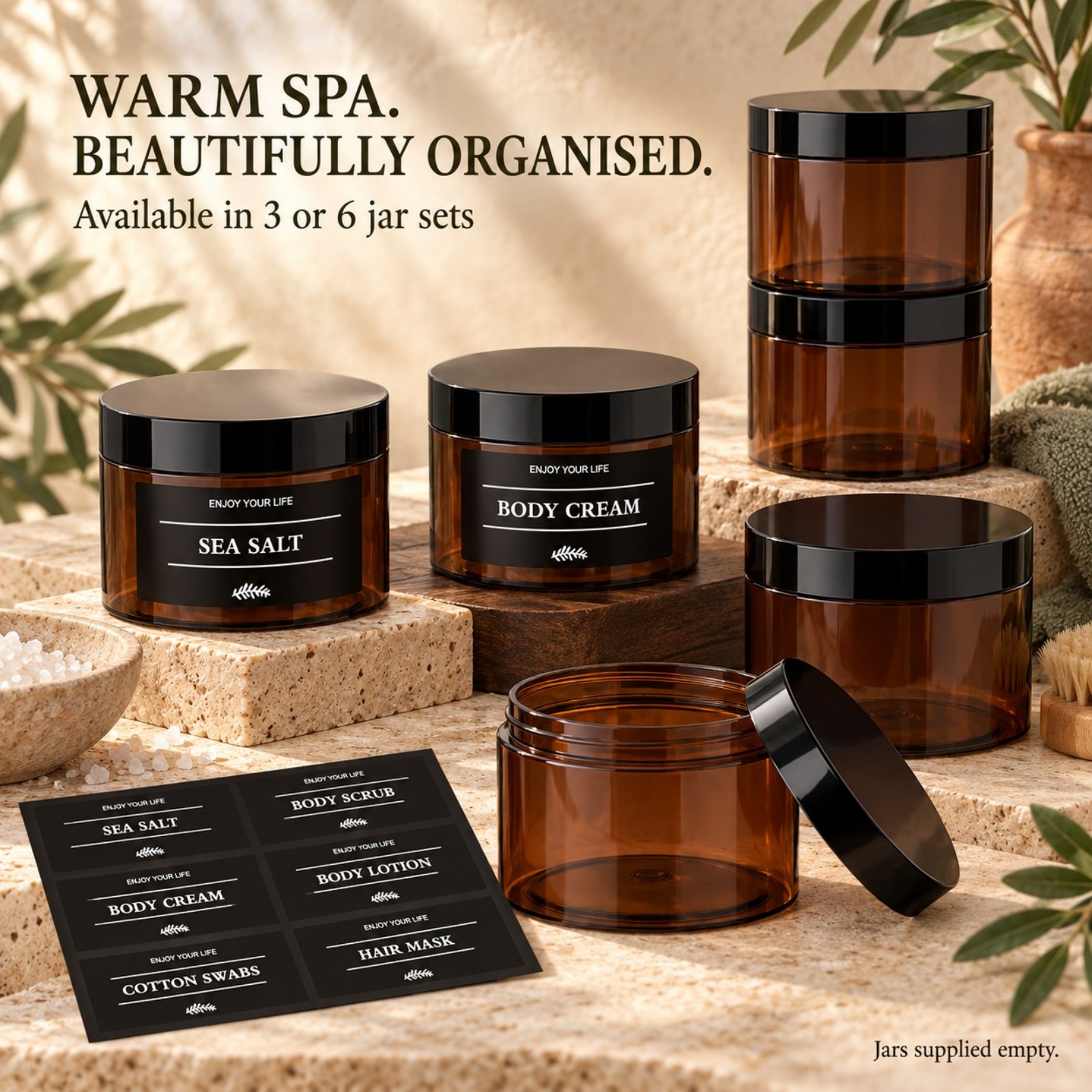 3PCS Bathroom Storage Jars wit - Bath Salts 评论和价格