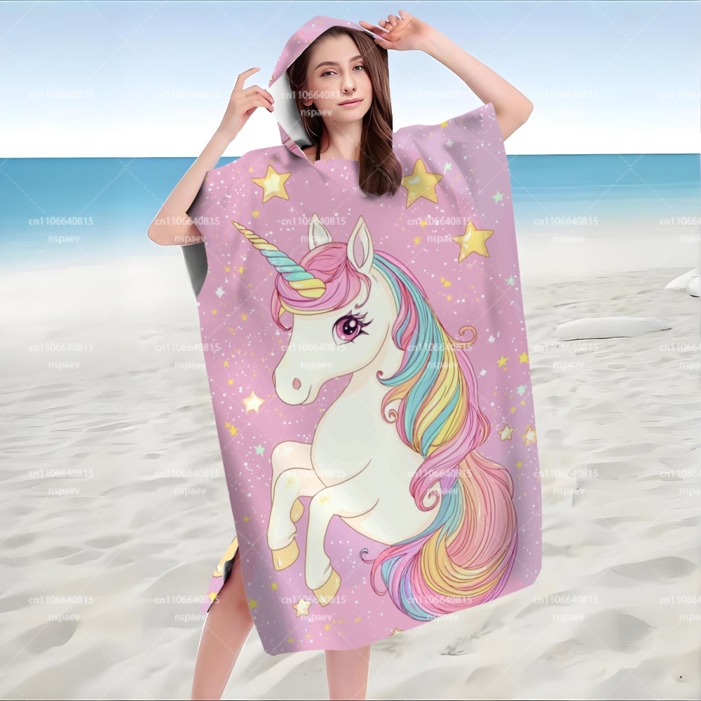 Cute Pink Unicorn Star Hooded  - Spa Towel 评论和价格